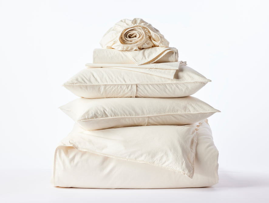 Organic Crinkled Percale™ Bedding Set in Queen | Undyed