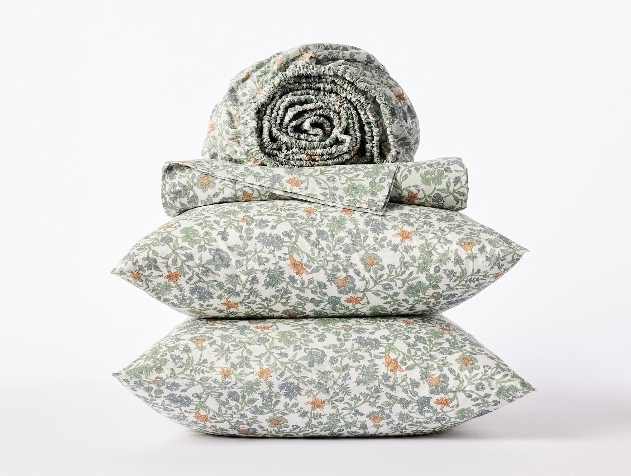 Organic Print Percale Sheet Set | Sage Garden