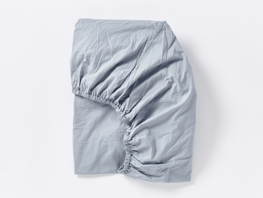 Organic Crinkled Percale™ Crib Sheet | Steel Blue