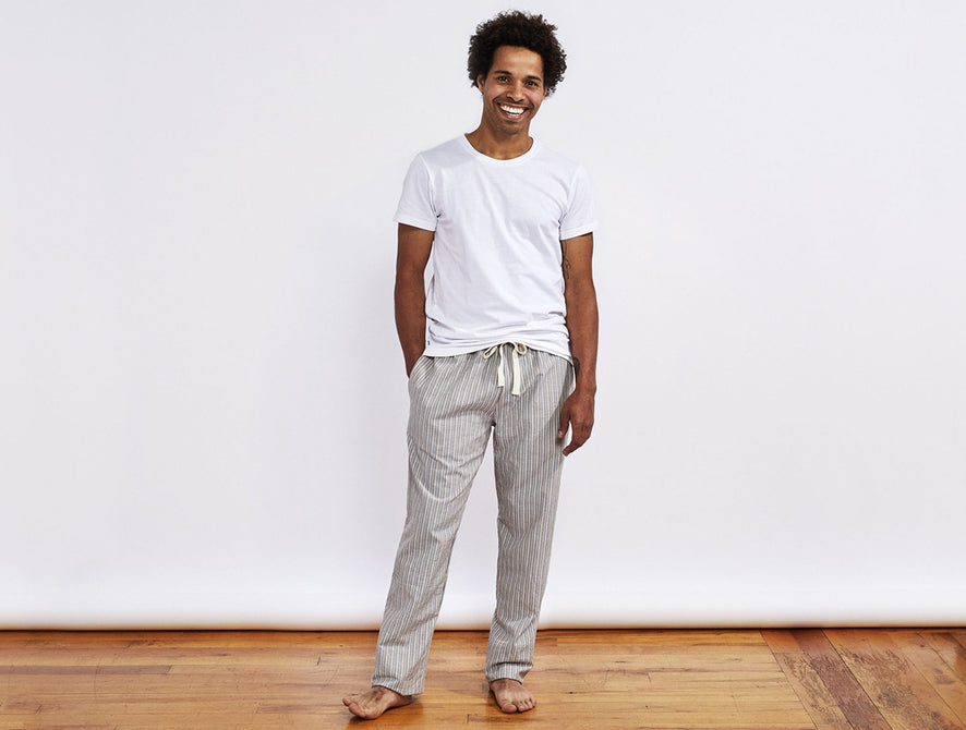Men's Striped Organic Crinkled Pajama Pants | Mid Gray Stripe