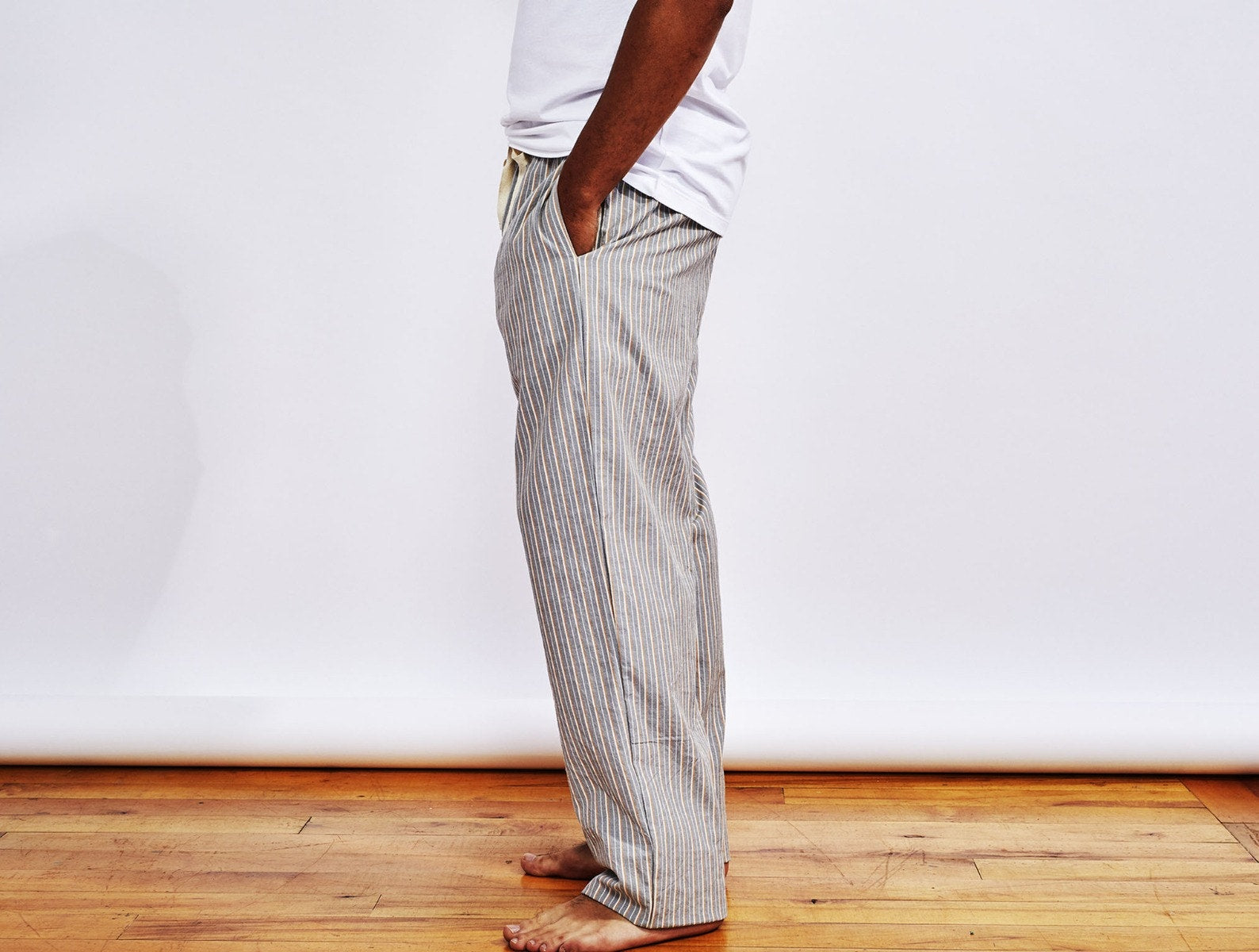 Men's Striped Organic Crinkled Pajama Pants 