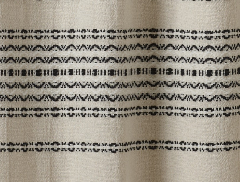 Rippled Stripe Organic Shower Curtain | Ivory w/ Black
