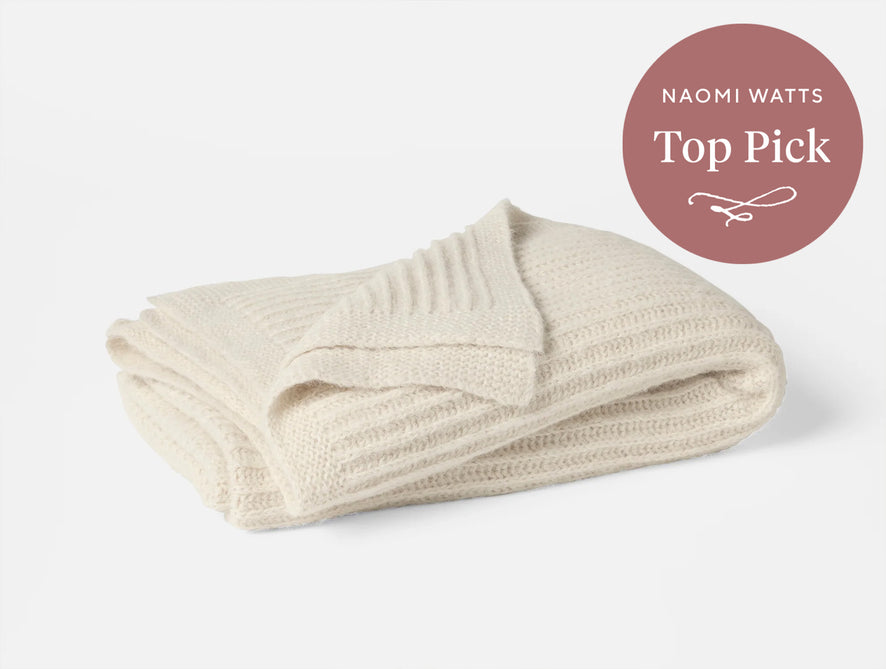 Andes Suri Alpaca Knit Throw | Ivory