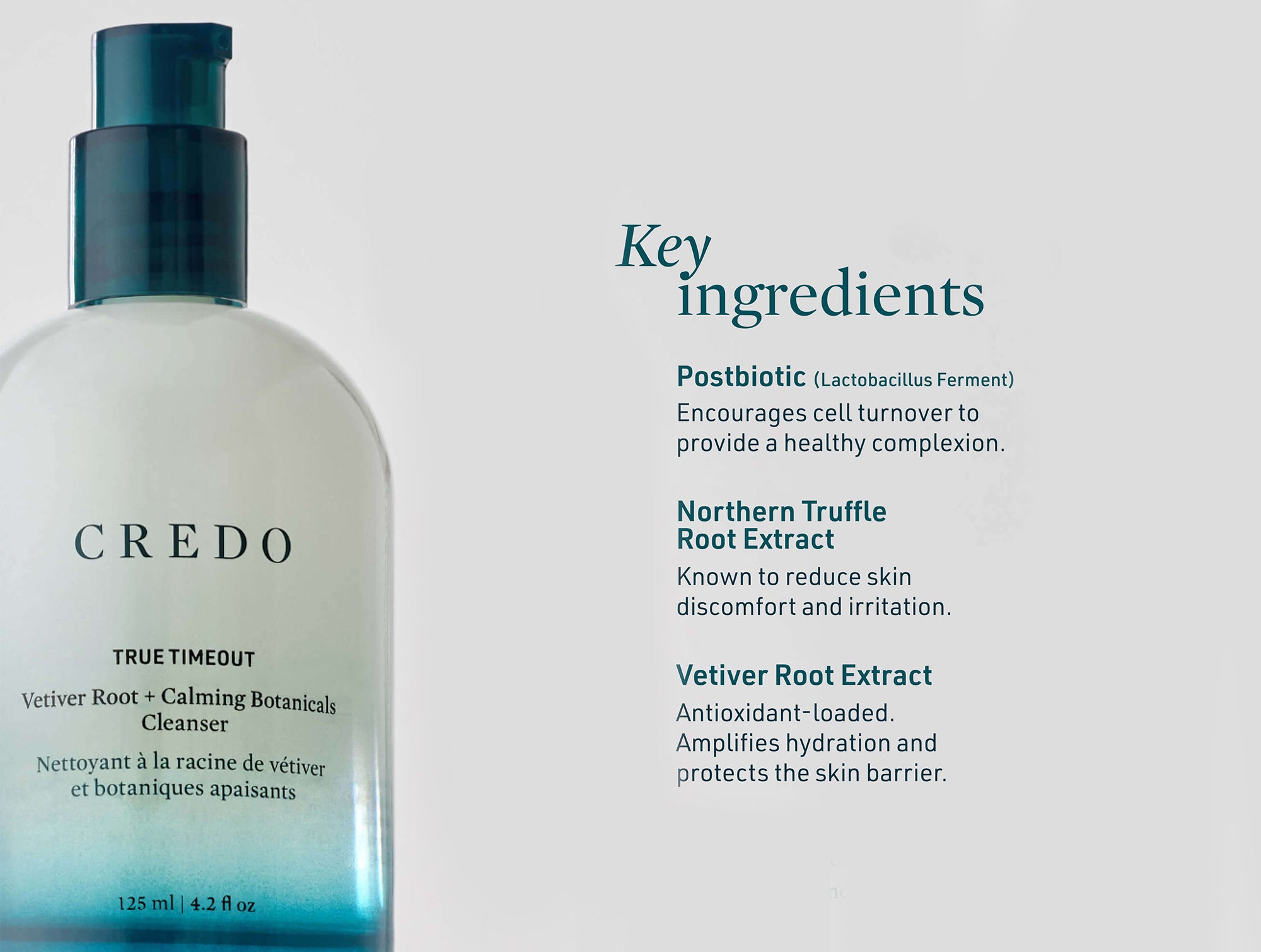 Credo True Timeout Vetiver Root + Calming Botanicals Cleanser for Sensitive Skin