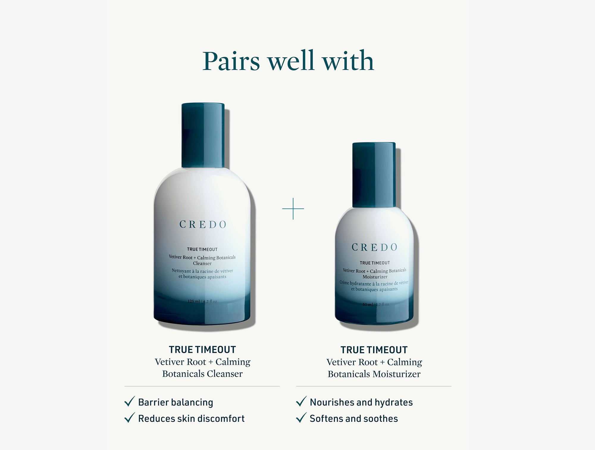 Credo True Timeout Vetiver Root + Calming Botanicals Cleanser for Sensitive Skin