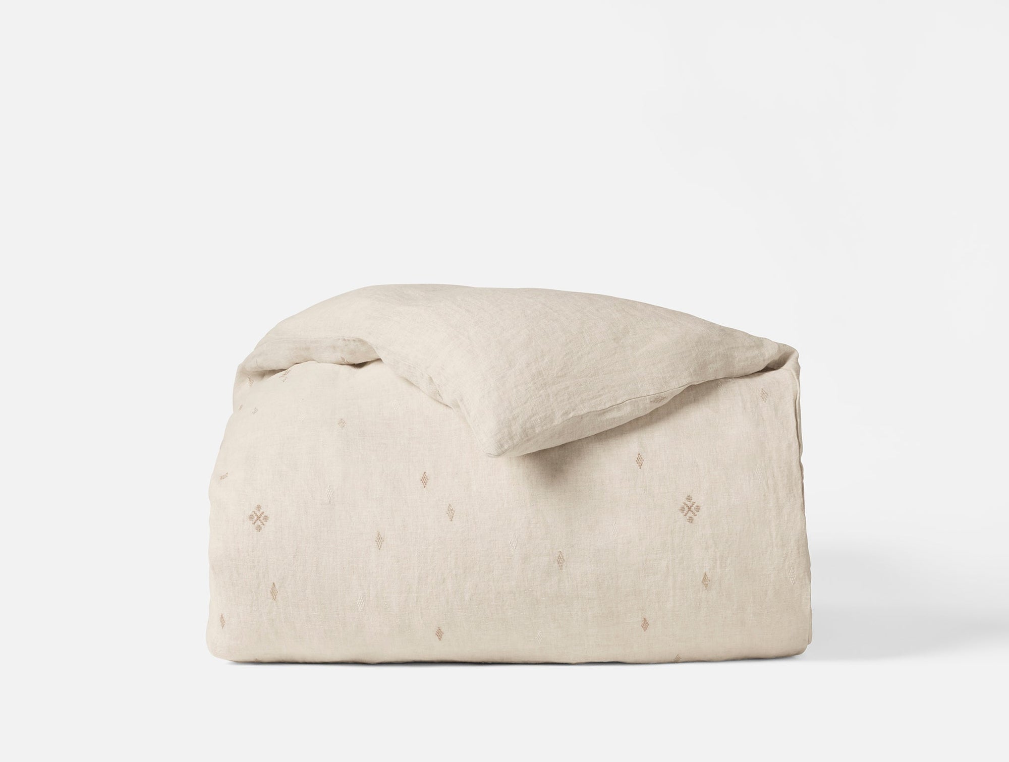 Cambria Embroidered Organic Linen Duvet Cover 