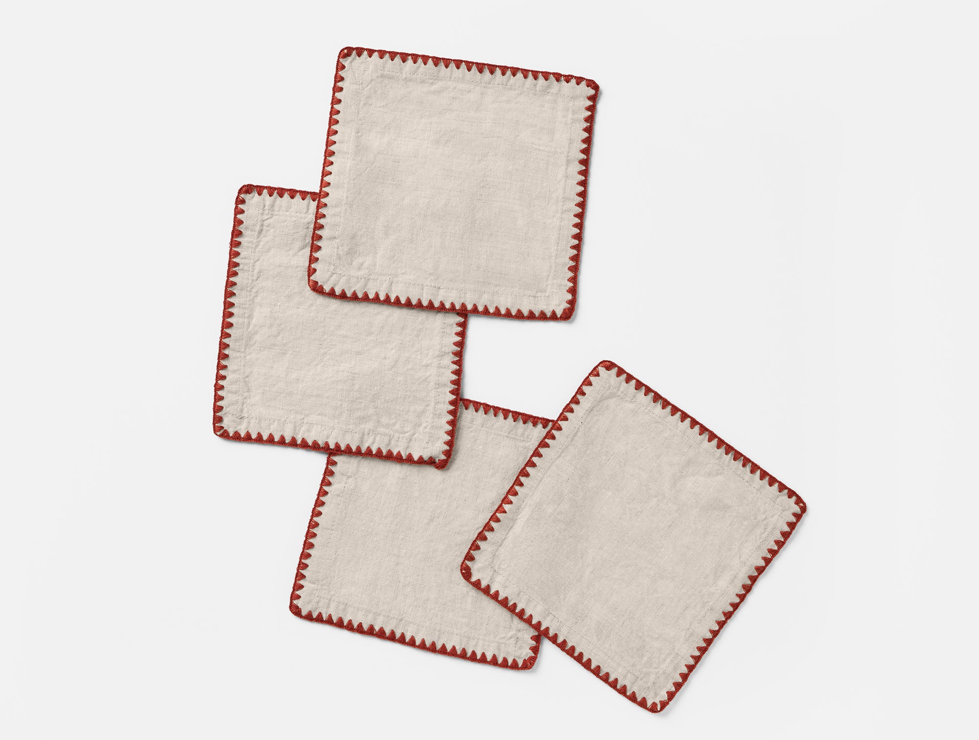 Olivos Embroidered Organic Linen Cocktail Napkins 