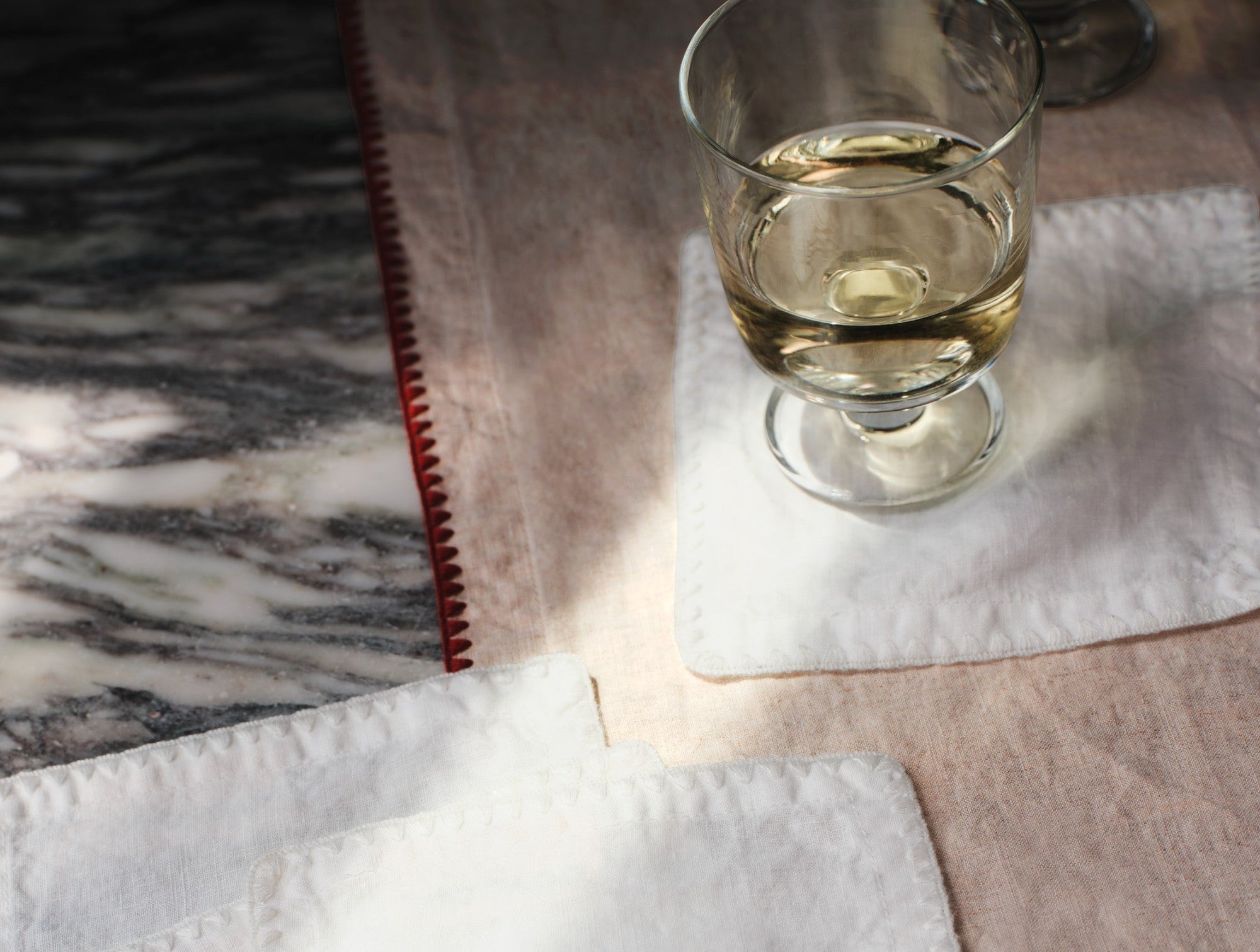 Olivos Embroidered Organic Linen Napkins 