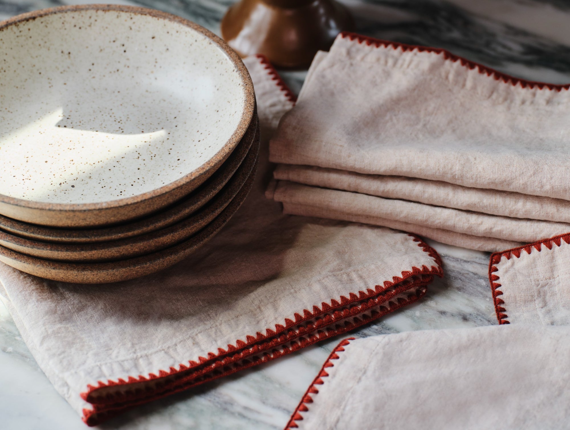 Olivos Embroidered Organic Linen Napkins 