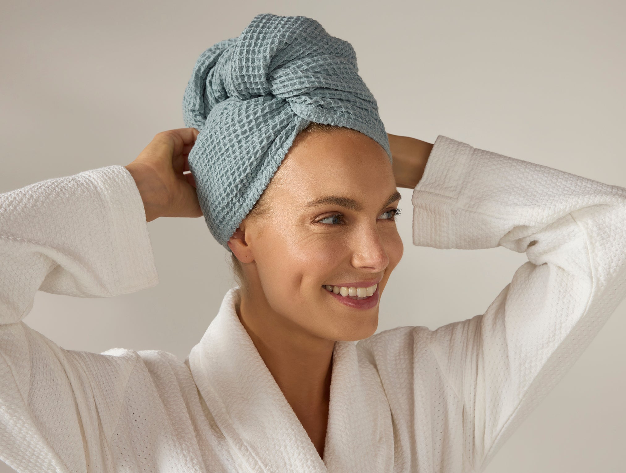 Waffle Organic Hair Wrap Coyuchi