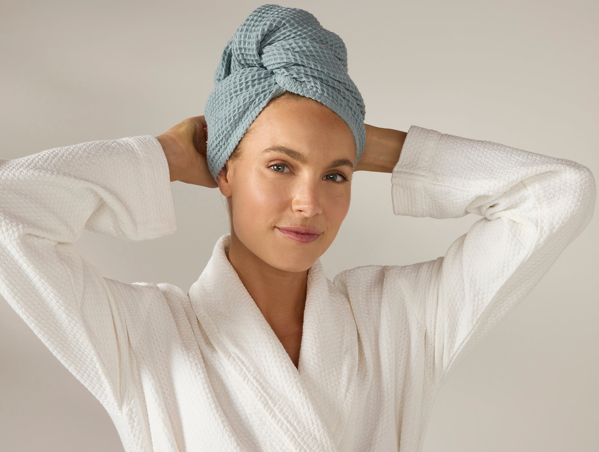 Waffle Organic Hair Wrap Coyuchi