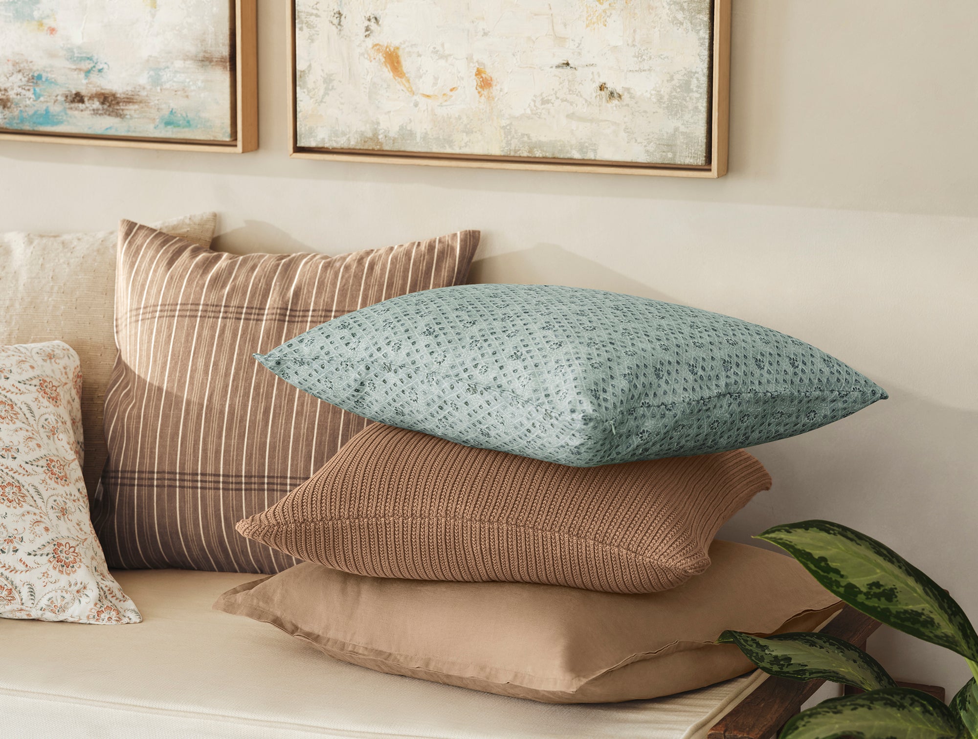 Coral Bell Print Decorative Pillow Cover + Pillow Insert Set