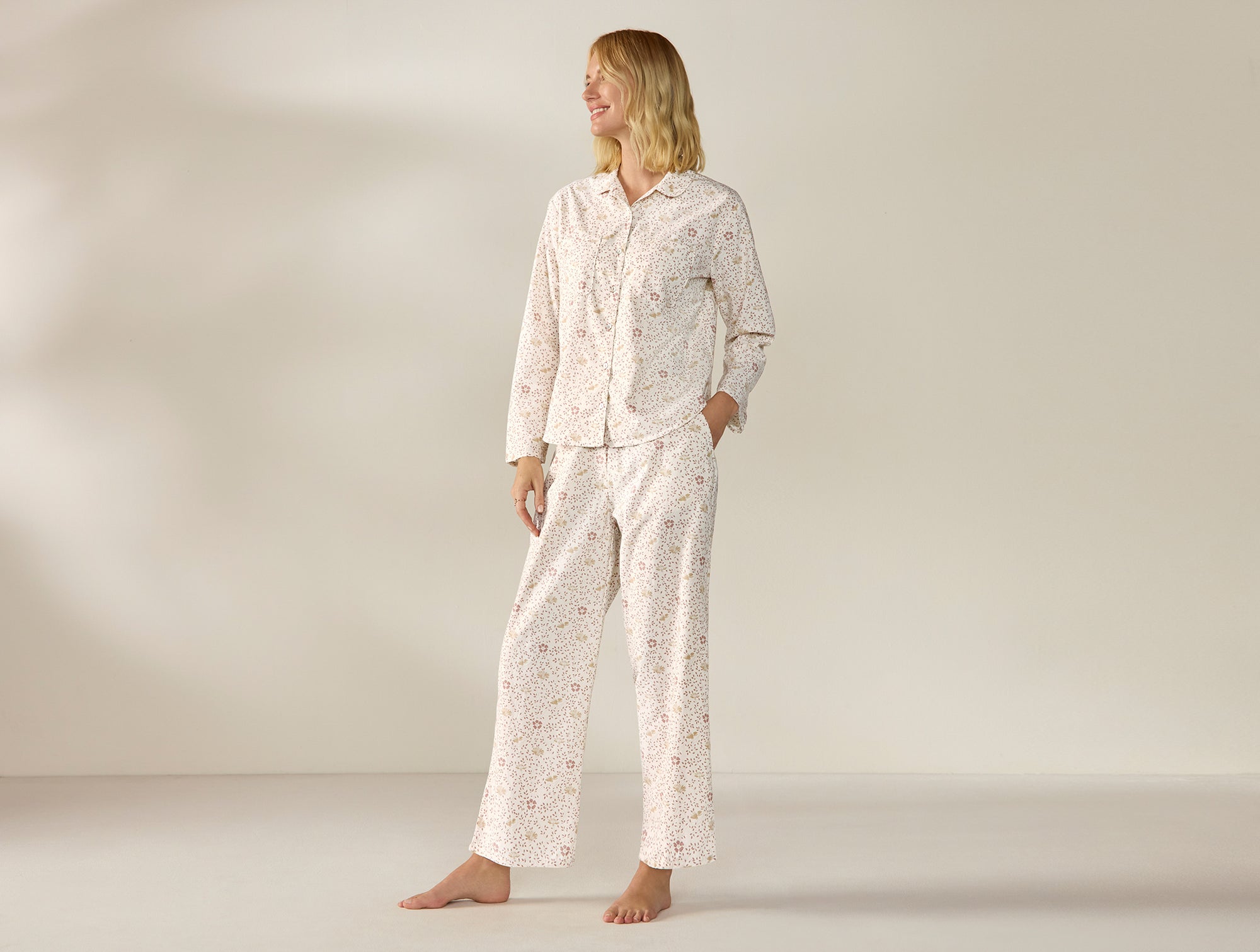 Women's Isla Organic Cotton Long Sleeve Pajama + Eye Mask Set