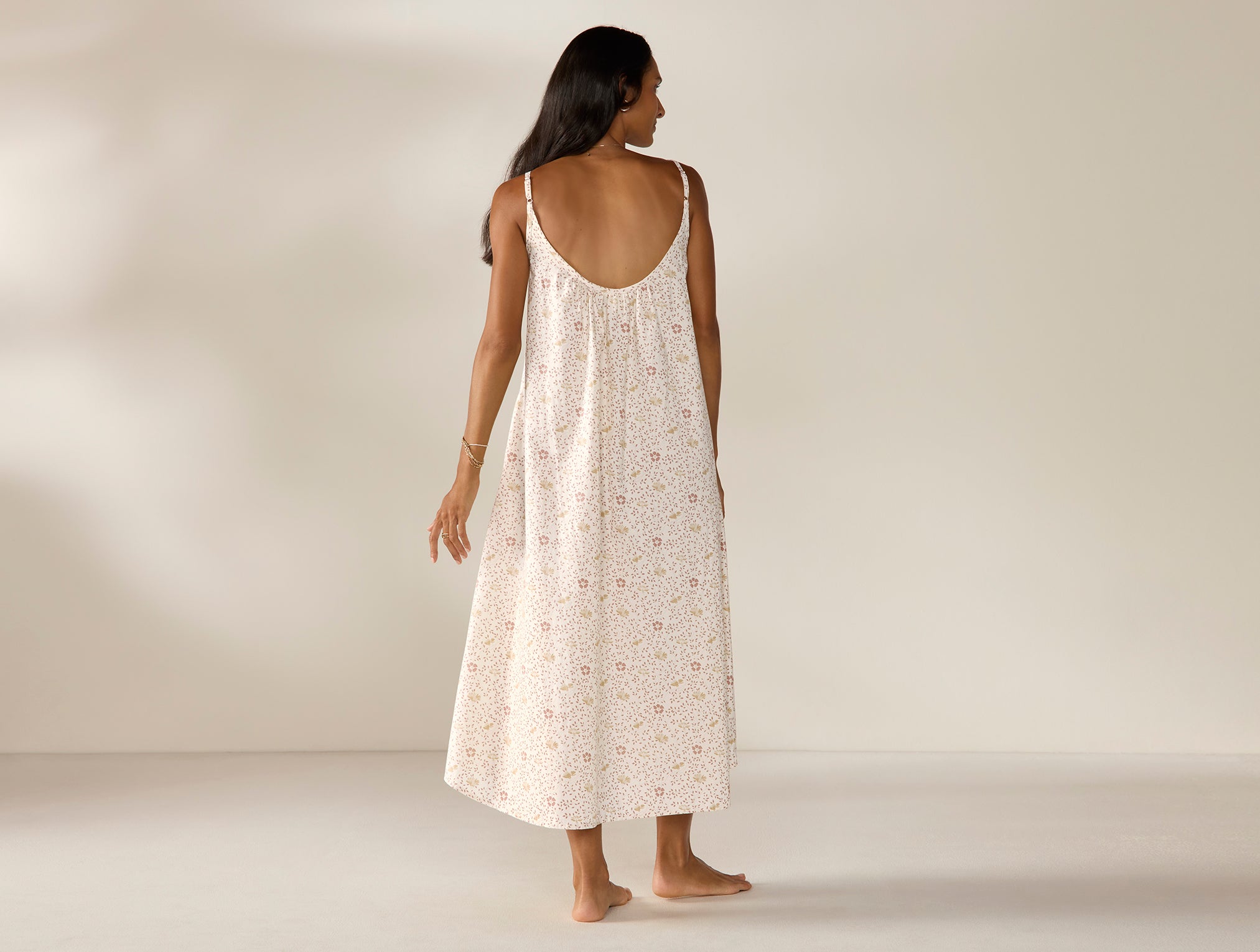 Coyuchi, Women's Isla Organic Cotton Night Dress XS Praline Meadow , XS, Sustainable Materials