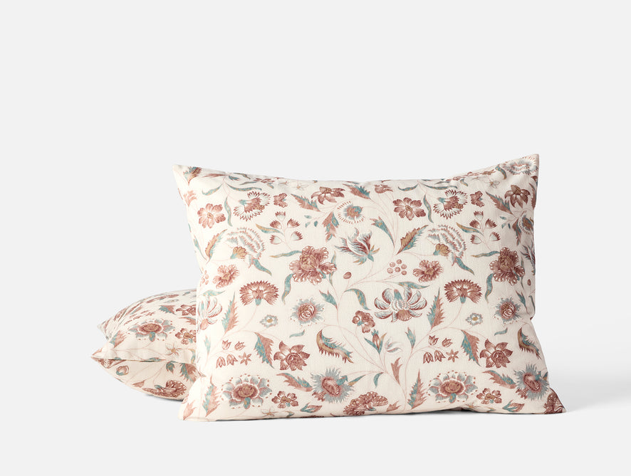Viola Organic Print Sham - Coyuchi | Undyed w/Garnet
