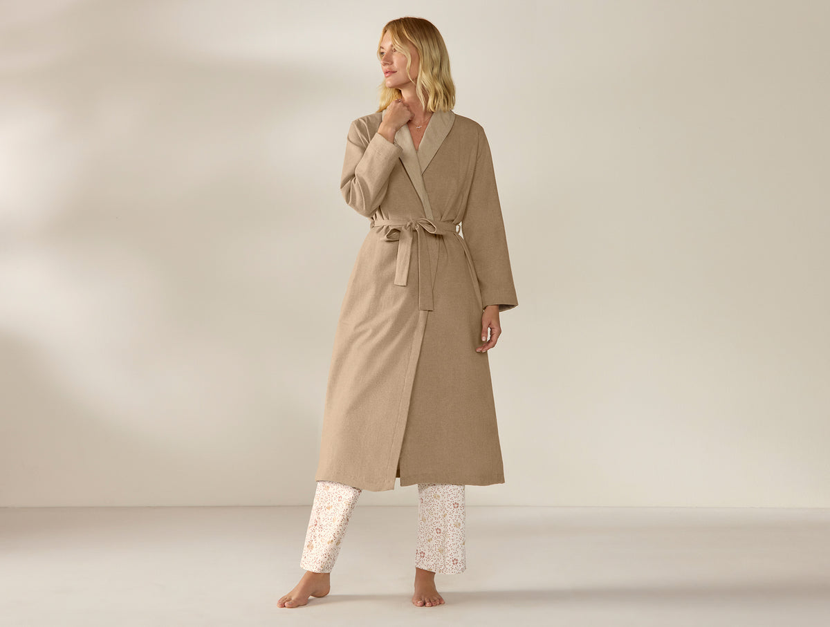 Women's Cloud Brushed Organic Flannel Robe - Renewed
