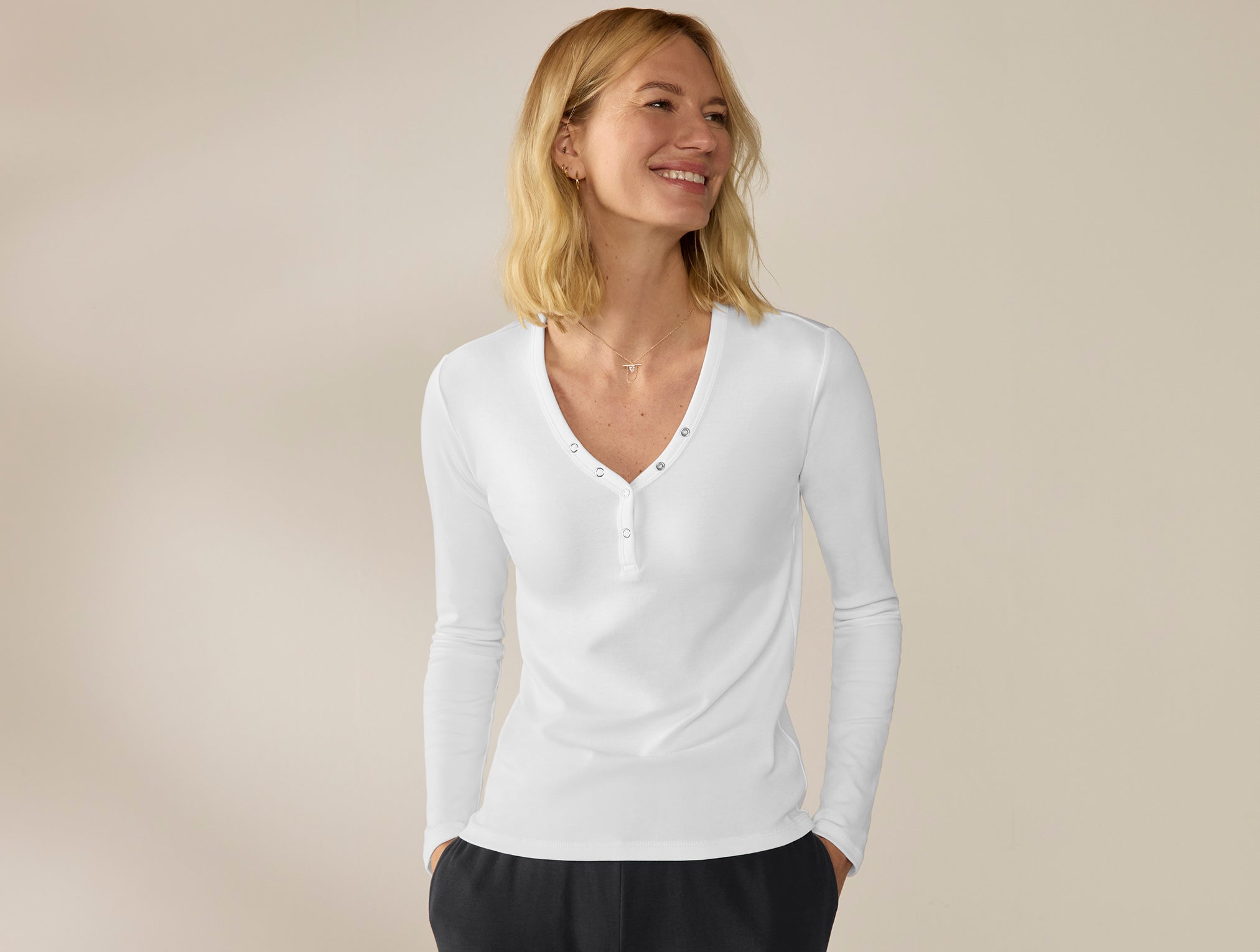 Women's Pima Organic Knit Henley | Coyuchi