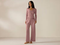 Women's Pima Organic Knit Wide Leg Pant + Henley Set