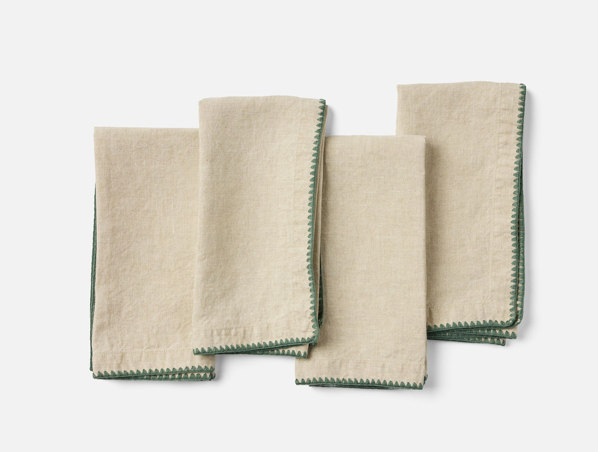 Olivos Embroidered Organic Linen Napkins