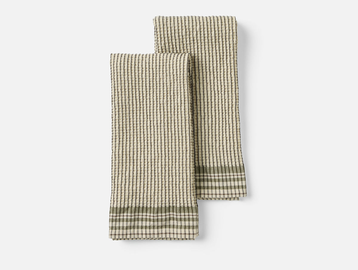 Organic Waffle Plaid Kitchen Towels, Set of 2