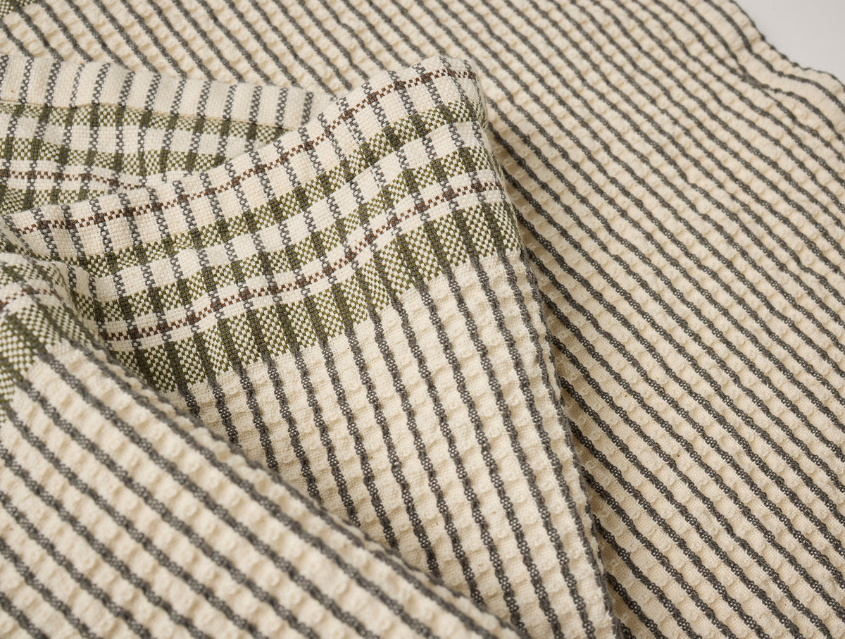 Organic Waffle Plaid Kitchen Towels, Set of 2