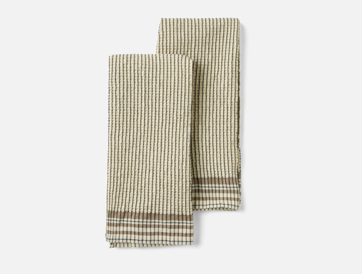 Organic Waffle Plaid Kitchen Towels, Set of 2