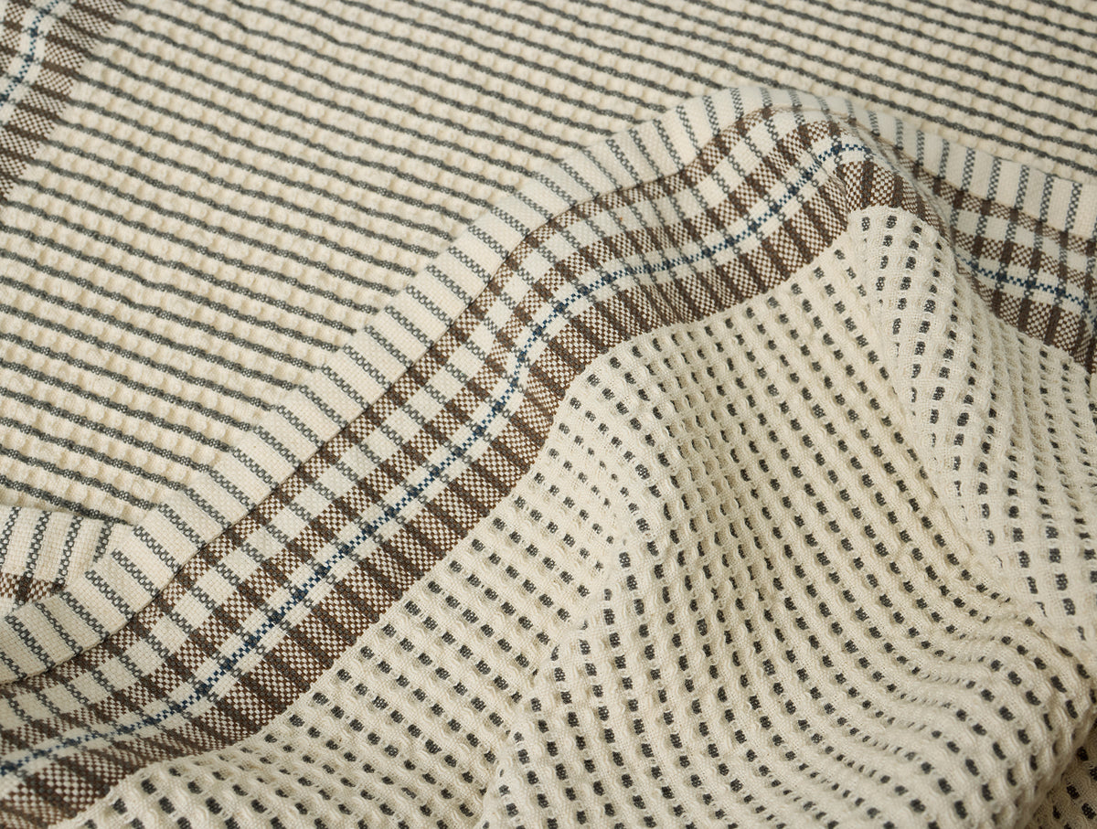 Organic Waffle Plaid Kitchen Towels, Set of 2