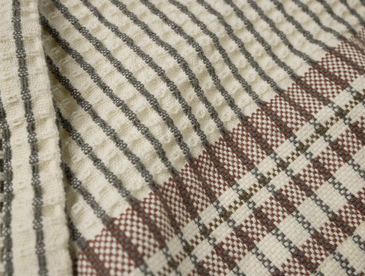 Organic Waffle Plaid Kitchen Towels, Set of 2