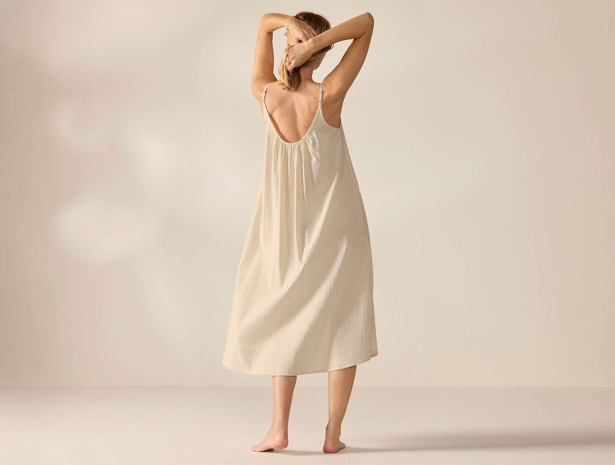 Coyuchi, Women's Isla Organic Cotton Night Dress Large Undyed with Hazel-Rosehip , L, Sustainable Materials