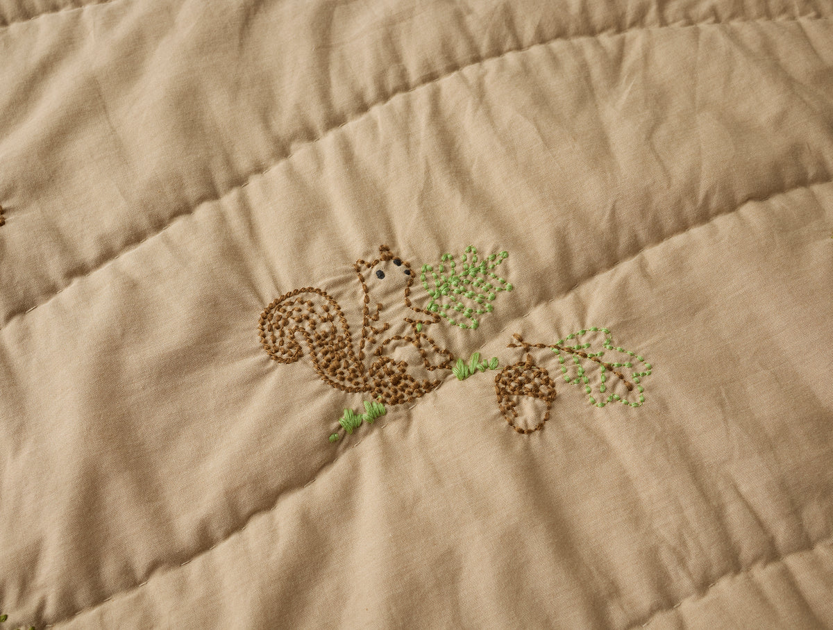 Woodland Organic Embroidered Toddler Quilt