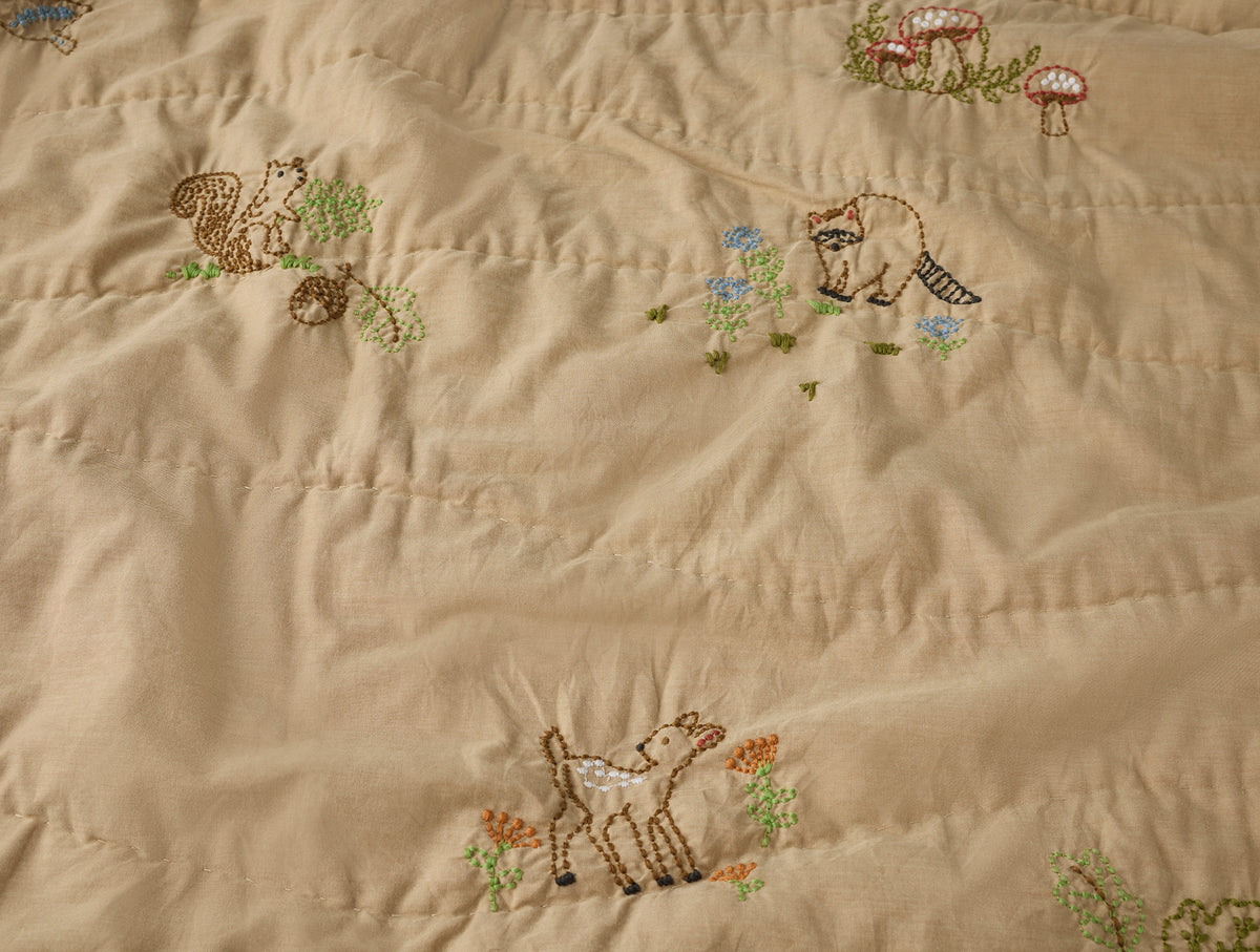 Woodland Organic Embroidered Toddler Quilt
