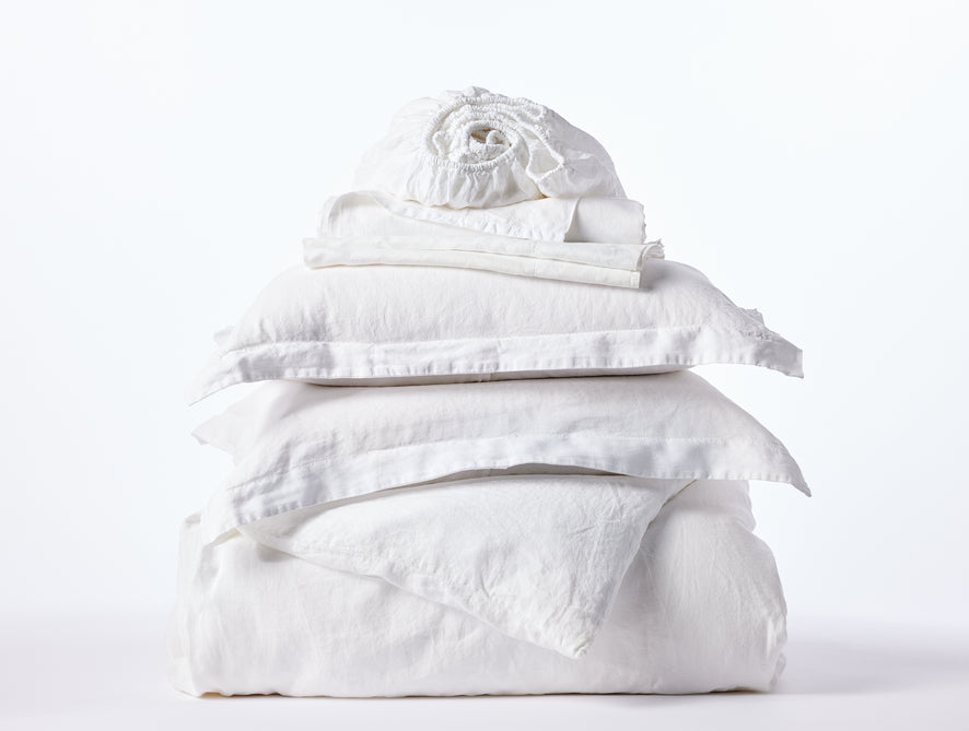 Organic Relaxed Linen Bedding Set in Queen | Alpine White