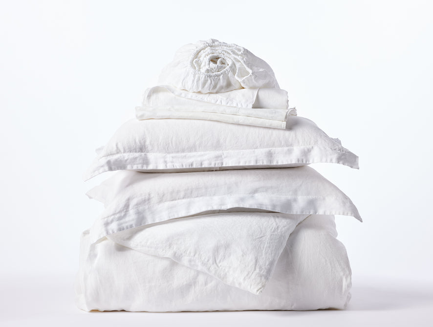 Organic Relaxed Linen Bedding Set in King | Alpine White