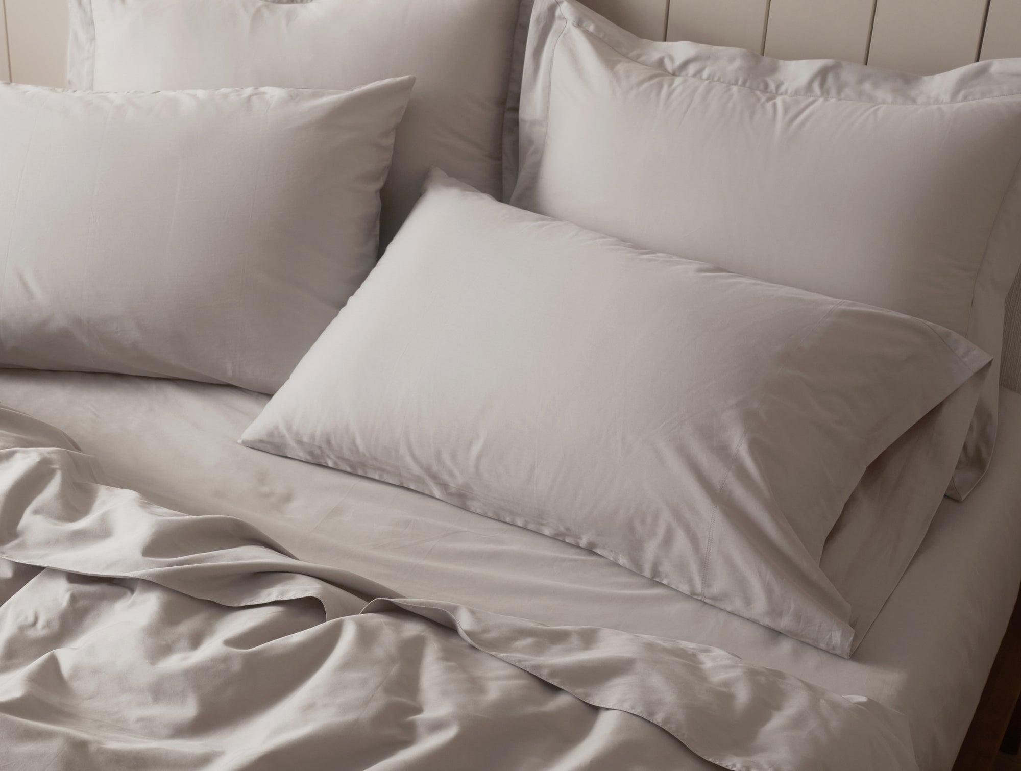 Organic Sateen Bed Sheets Set Natural Cotton / Full