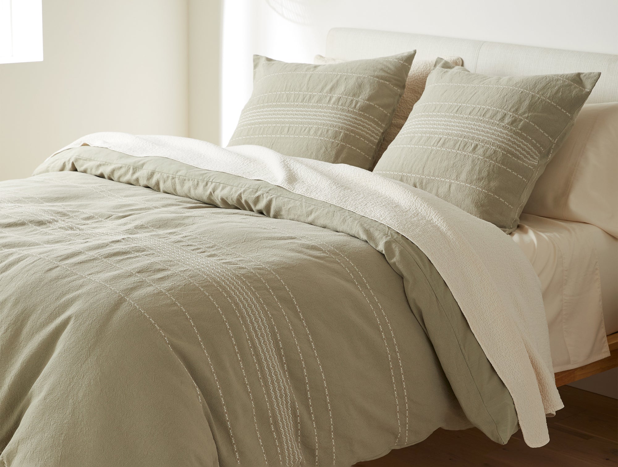 Rippled Stripe Organic Duvet Cover 