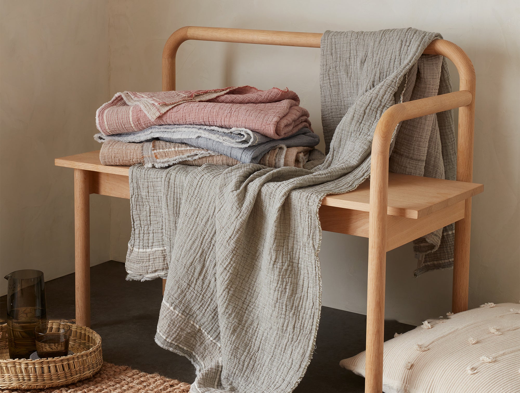 Topanga Organic Matelasse Striped Throw