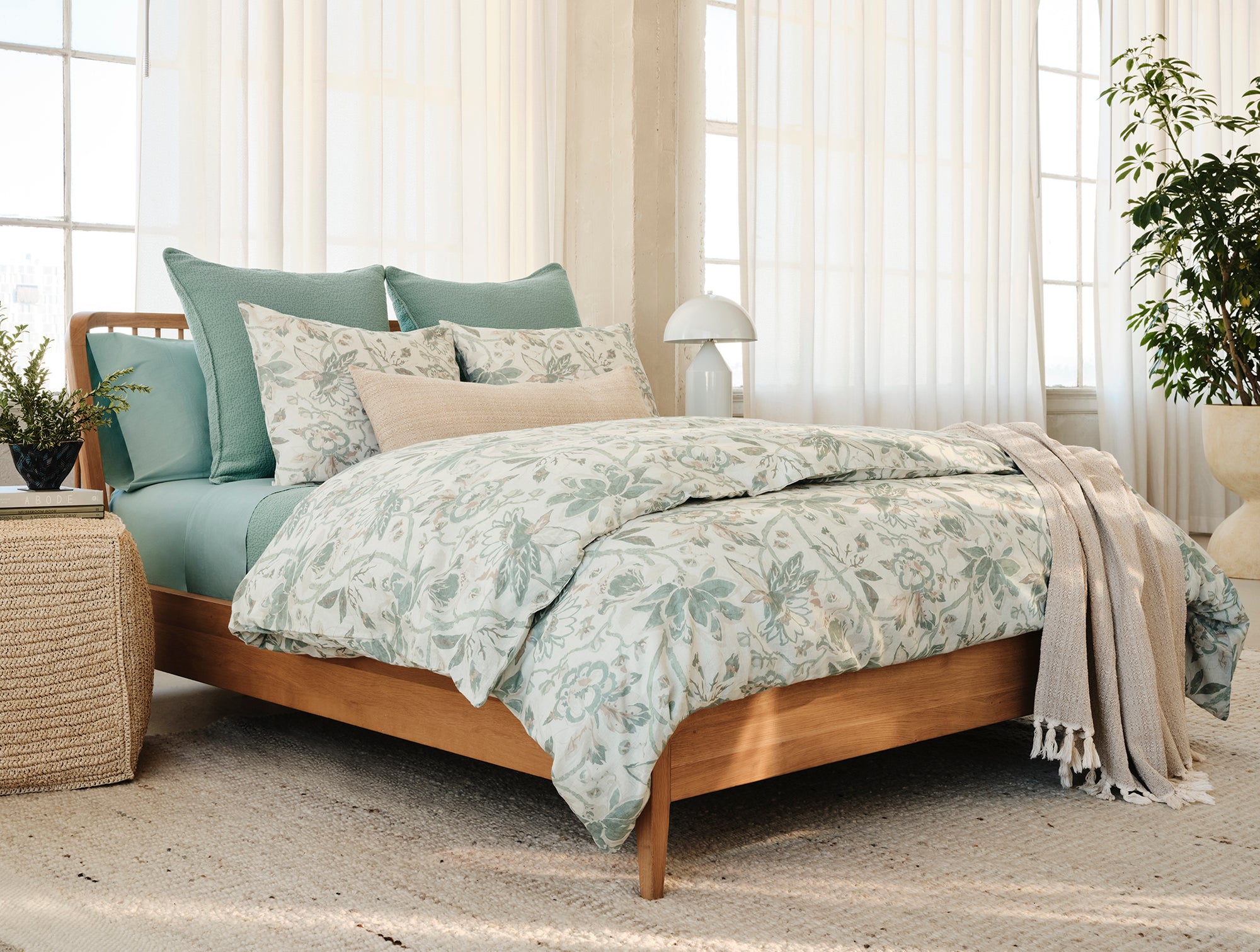 Sea Bloom Print Duvet Cover - Coyuchi 