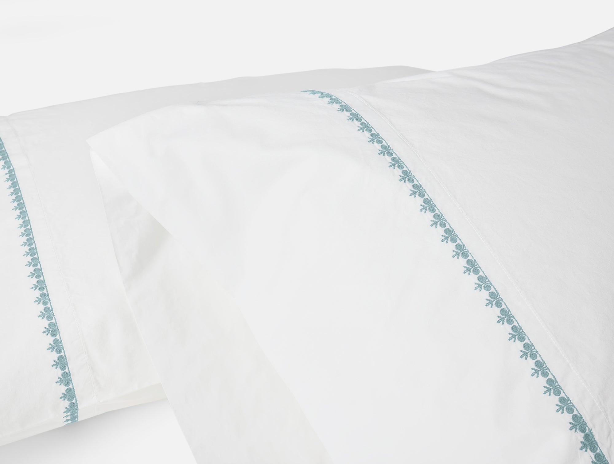 Floret Embroidered Organic Pillowcases - Coyuchi 