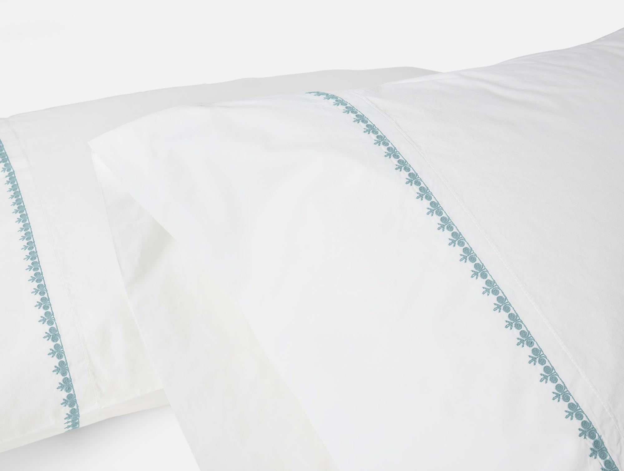 Floret Embroidered Organic Pillowcases - Coyuchi 
