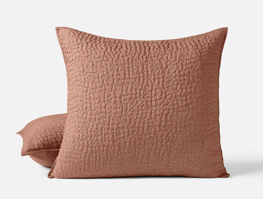Duvet Cover Throw Pillow Chambray Euro Sham Channel Handstitched