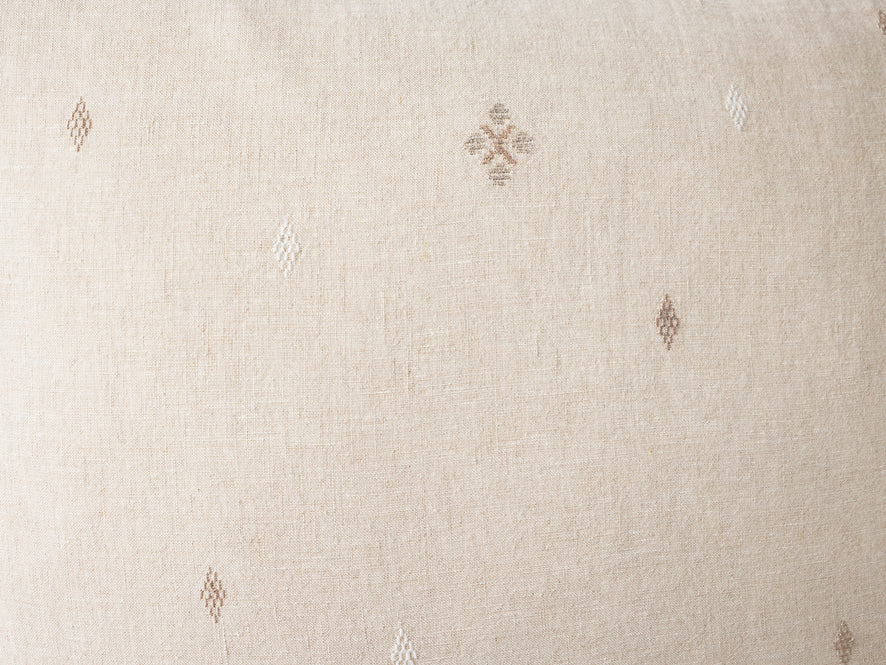 Cambria Embroidered Organic Linen Decorative Throw Pillow Cover