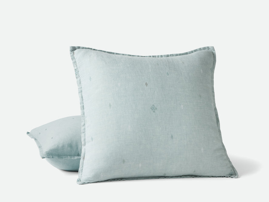 Cambria Embroidered Organic Linen Decorative Throw Pillow Cover