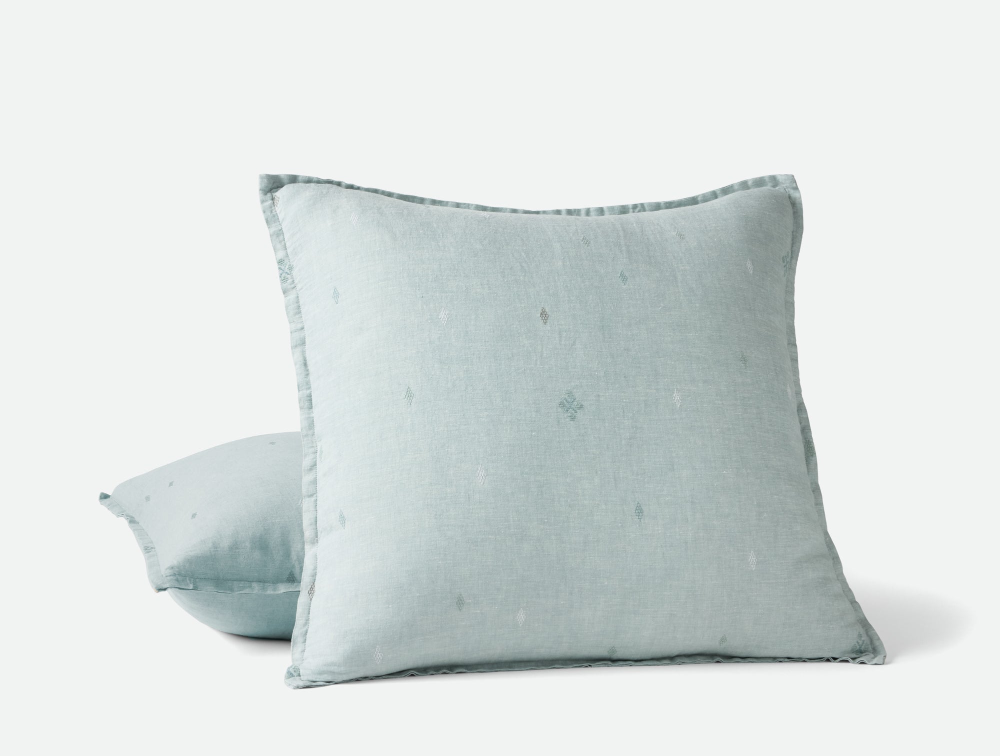 Cambria Embroidered Organic Linen Decorative Throw Pillow Cover