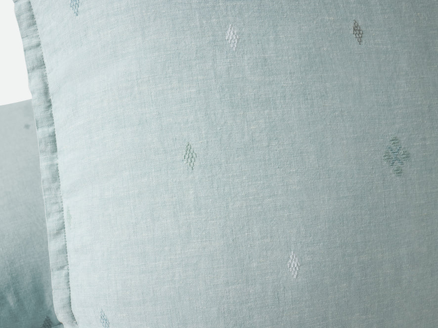 Cambria Embroidered Organic Linen Decorative Throw Pillow Cover