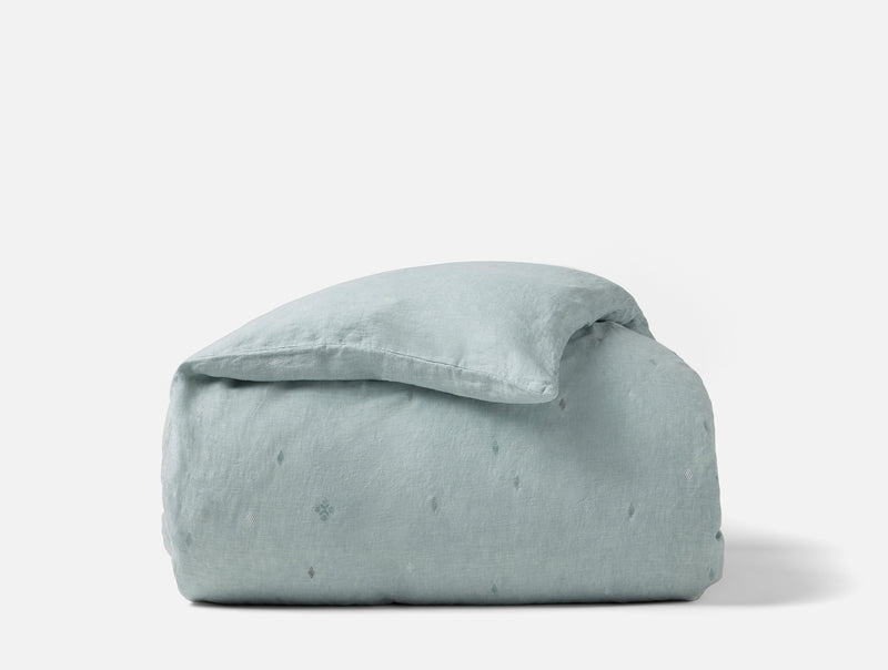 Cambria Embroidered Organic Linen Duvet Cover