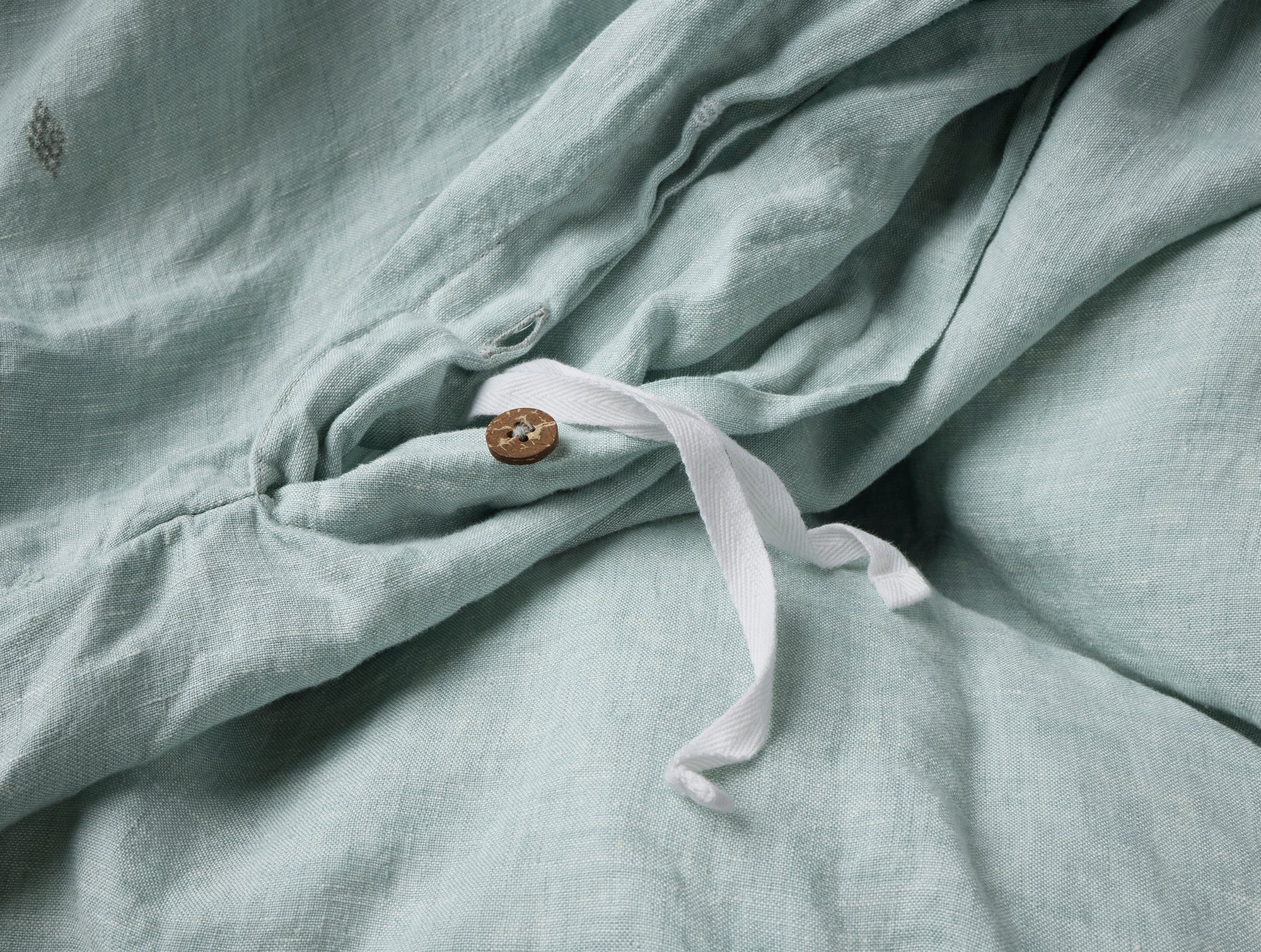 Cambria Embroidered Organic Linen Duvet Cover