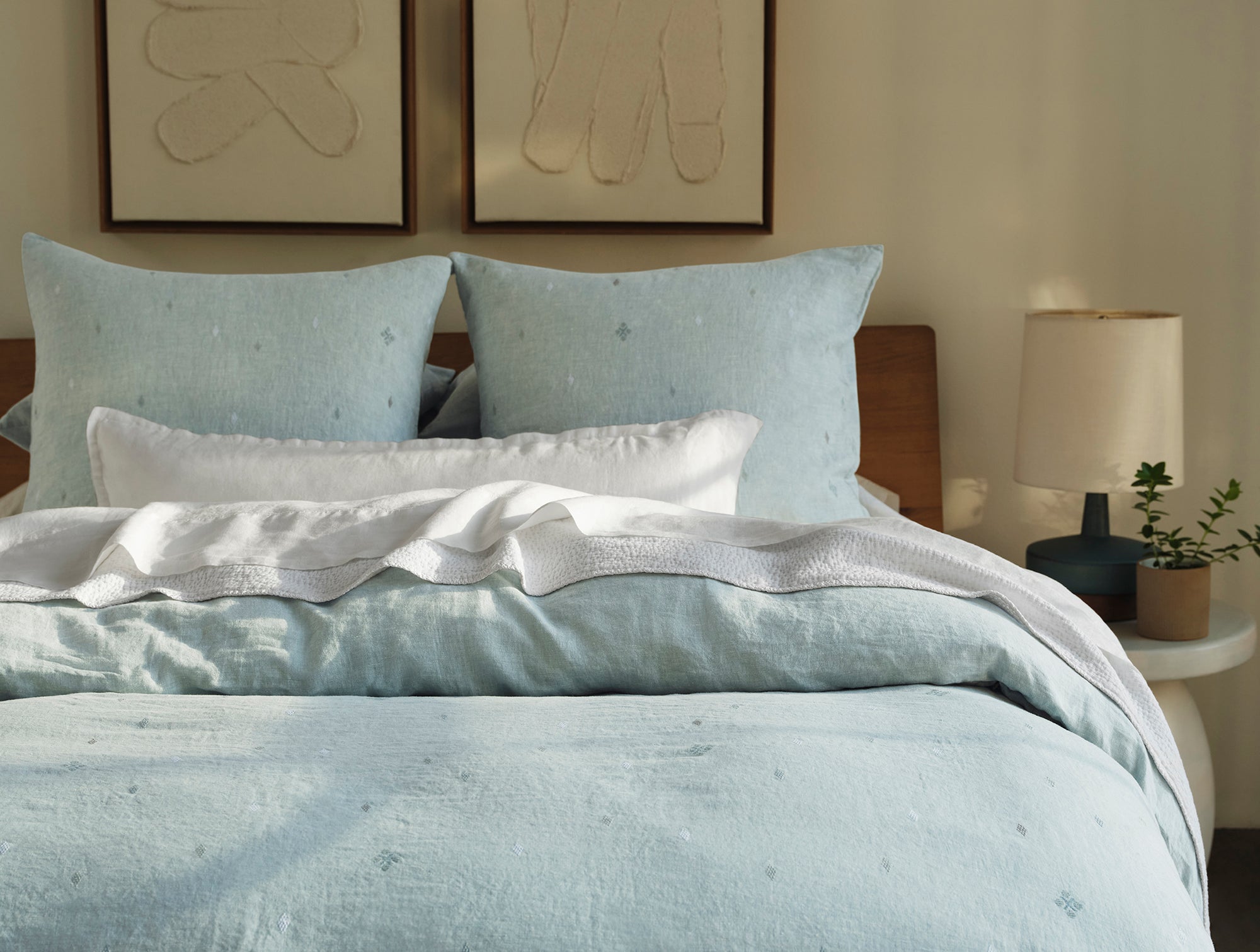 Cambria Embroidered Organic Linen Sham