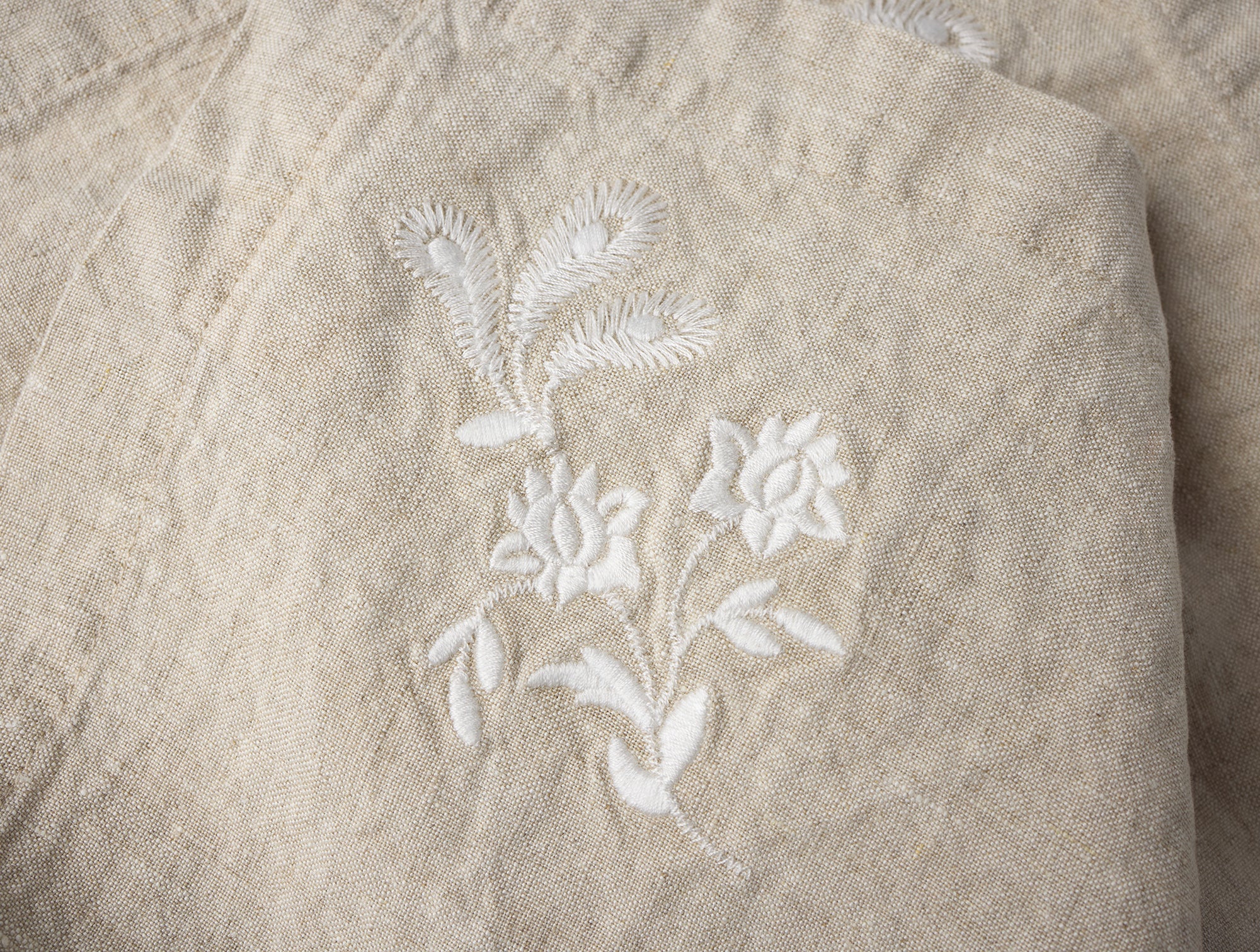 Verbena Embroidered Organic Linen Napkins, Set of 4