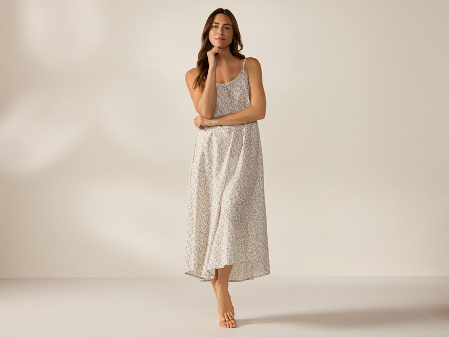 cotton maxi night dress for women women's night dress ZEYO Womens Cotton Purple Heart Printed Stylish Maxi Night Dress Nighty L