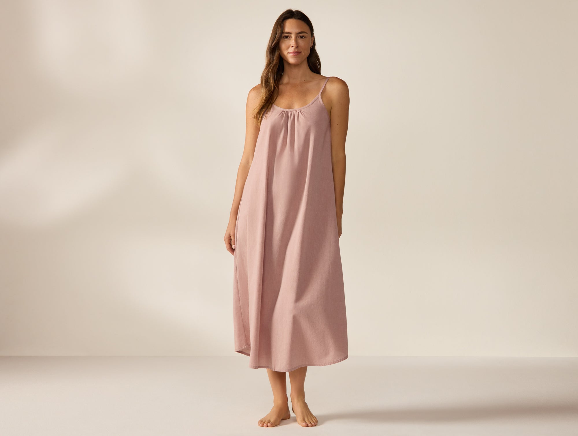 Coyuchi, Women's Isla Organic Cotton Night Dress Small Praline Chambray , S, Sustainable Materials